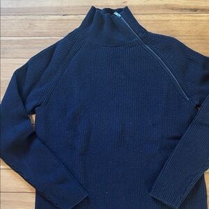 COS Navy Half-Zip Ribbed Sweater Small S Cotton